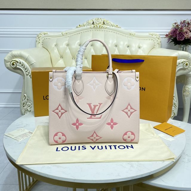 Louis vuitton original embossed calfskin onthego mm M45595 pink