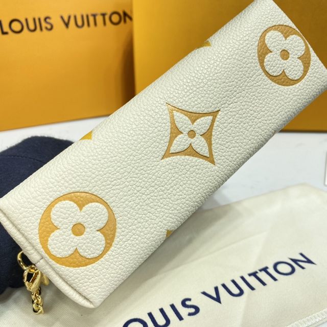 Louis vuitton original calfskin chain cosmetic pouch M80503 beige