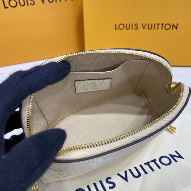 Louis vuitton original calfskin chain cosmetic pouch M80503 beige