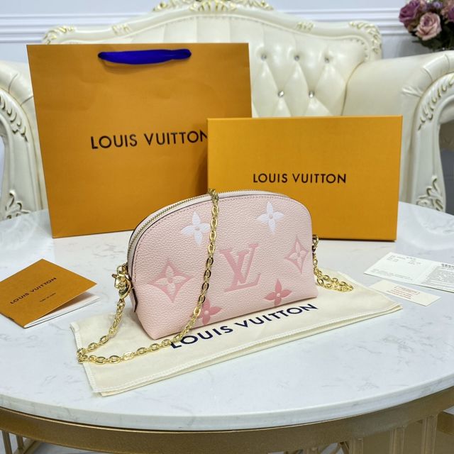 Louis vuitton original calfskin chain cosmetic pouch M80503 pink