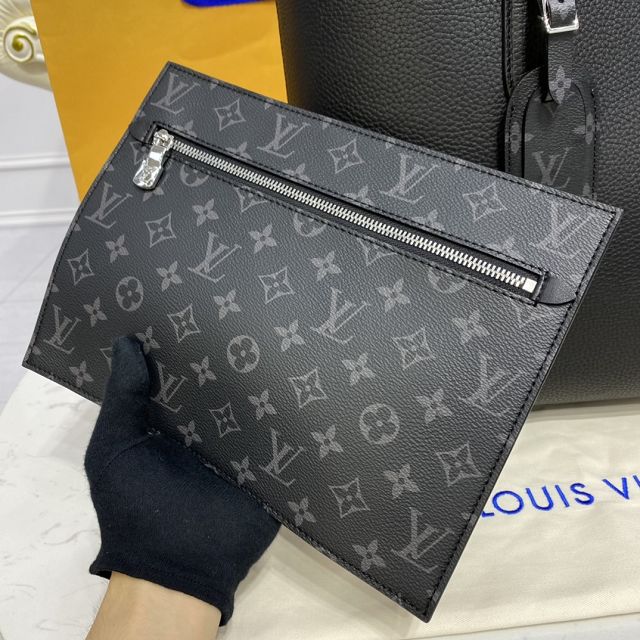 Louis vuitton original calfskin cabas voyage tote bag m52817 black