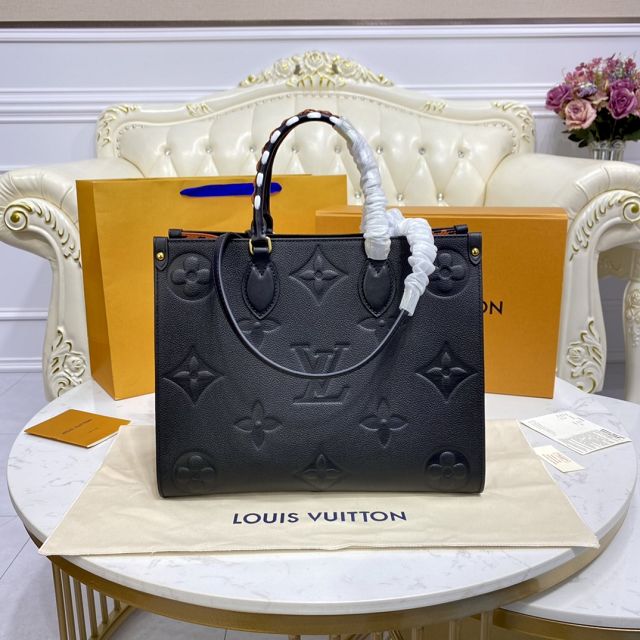 Louis vuitton original calfskin onthego tote bag MM M58522 black