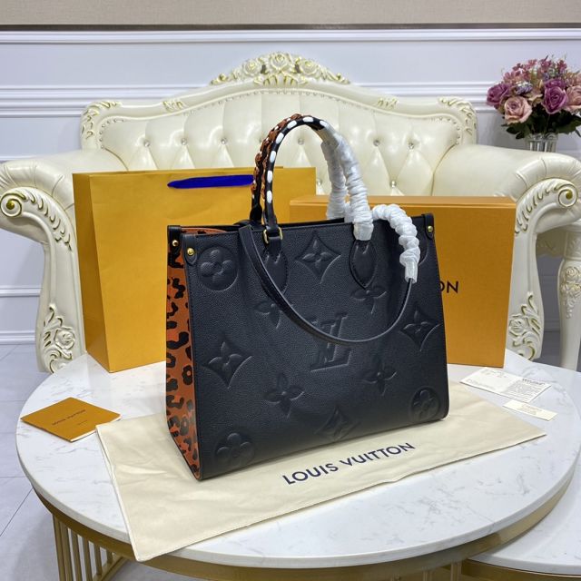 Louis vuitton original calfskin onthego tote bag MM M58522 black