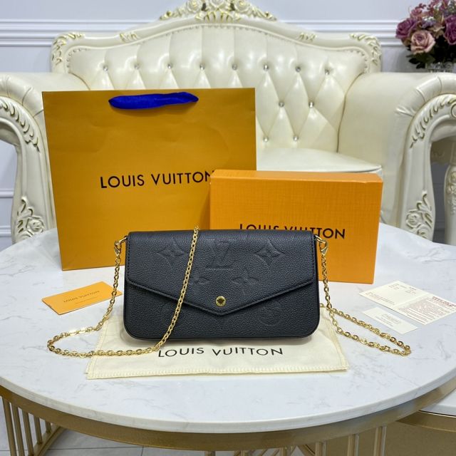 Louis vuitton original monogram calfskin felicie pochette M80679 black