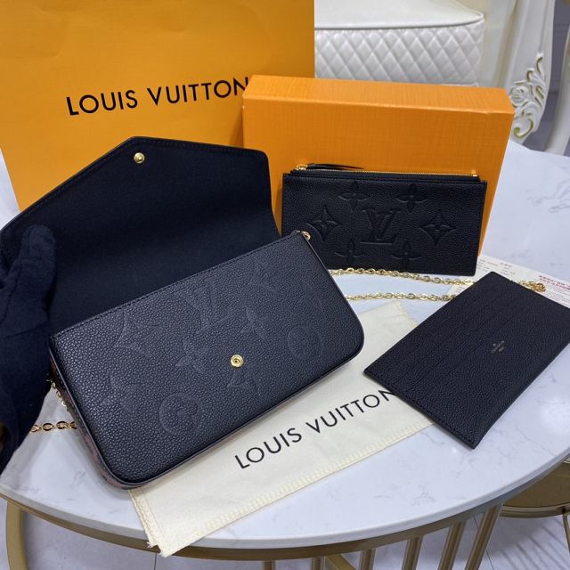 Louis vuitton original monogram calfskin felicie pochette M80679 black