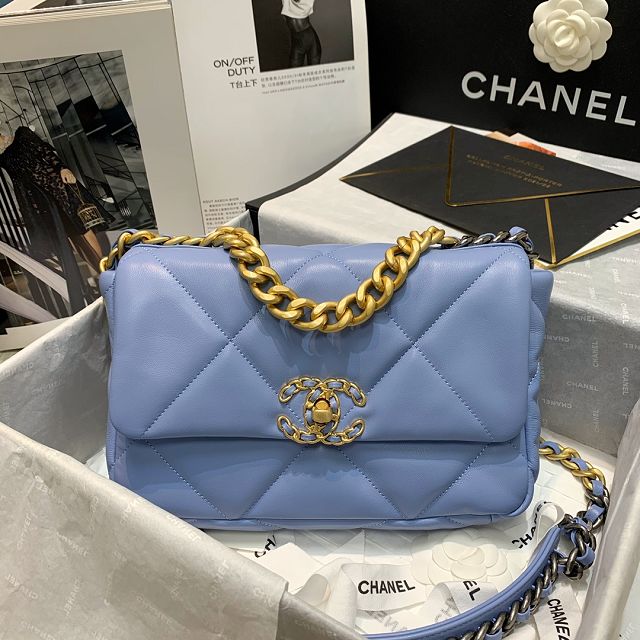 CC original calfskin small 19 flap bag AS1160 sky blue