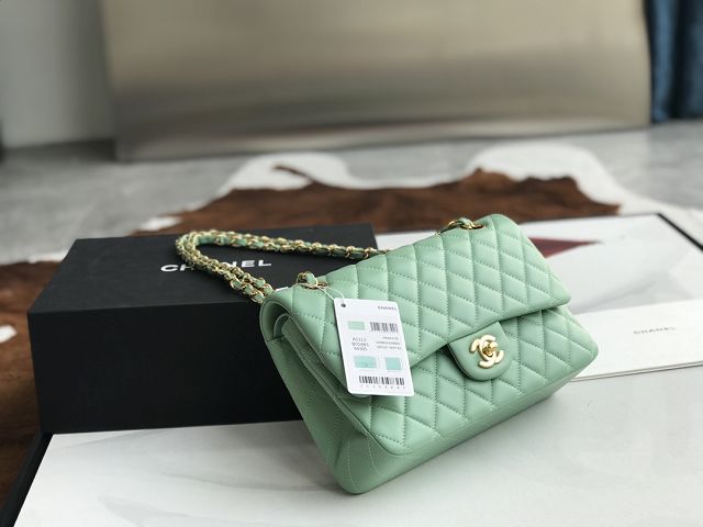 CC original lambskin medium flap bag A01112 light green