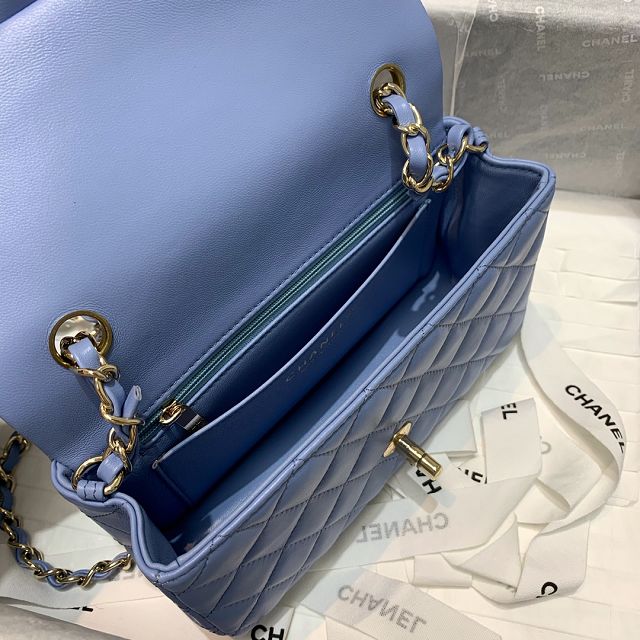 CC original lambskin mini flap bag A69900 light blue