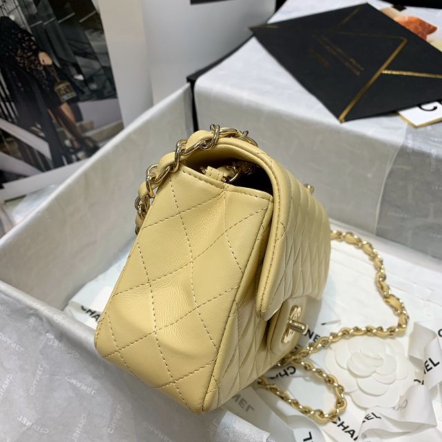 CC original lambskin mini flap bag A69900 light yellow