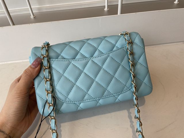 CC original lambskin mini flap bag A69900 sky blue