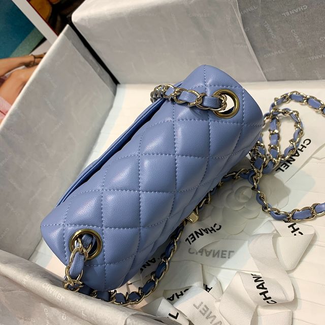 CC original lambskin super mini flap bag A35200 light blue