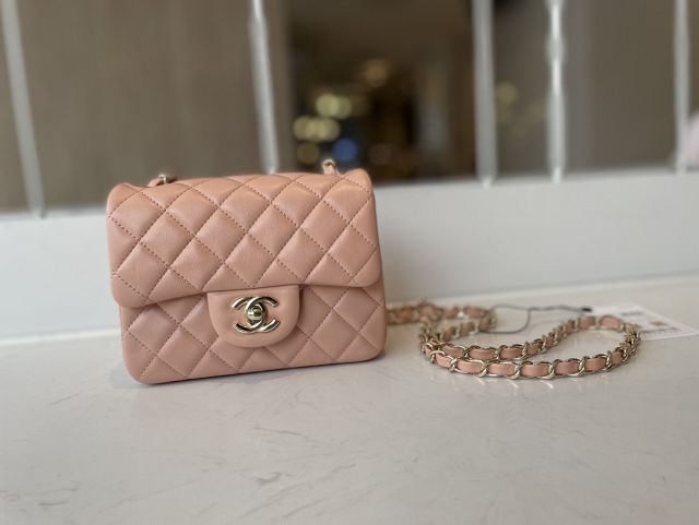 CC original lambskin super mini flap bag A35200 light pink