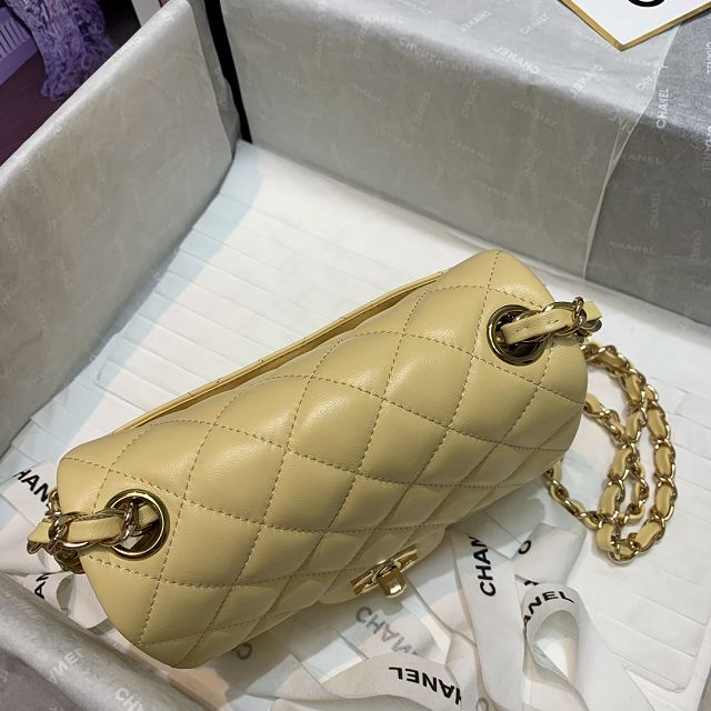 CC original lambskin super mini flap bag A35200 light yellow