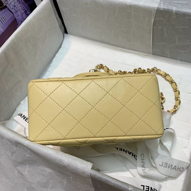 CC original lambskin super mini flap bag A35200 light yellow