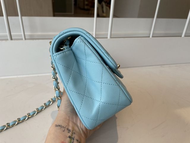 CC original lambskin super mini flap bag A35200 sky blue