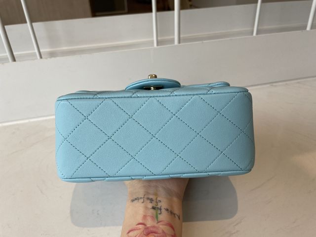 CC original lambskin super mini flap bag A35200 sky blue