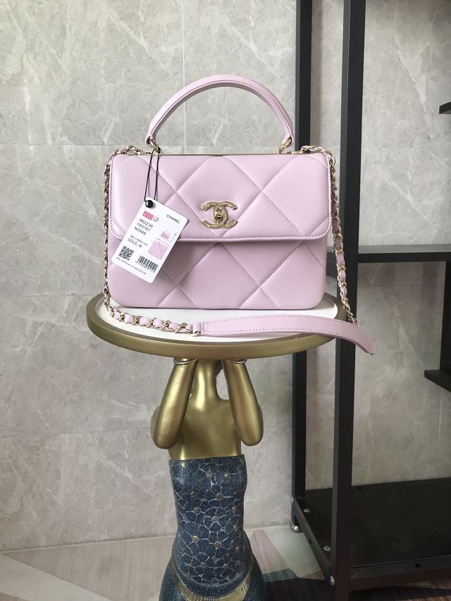 CC original lambskin top handle flap bag A92236 pink