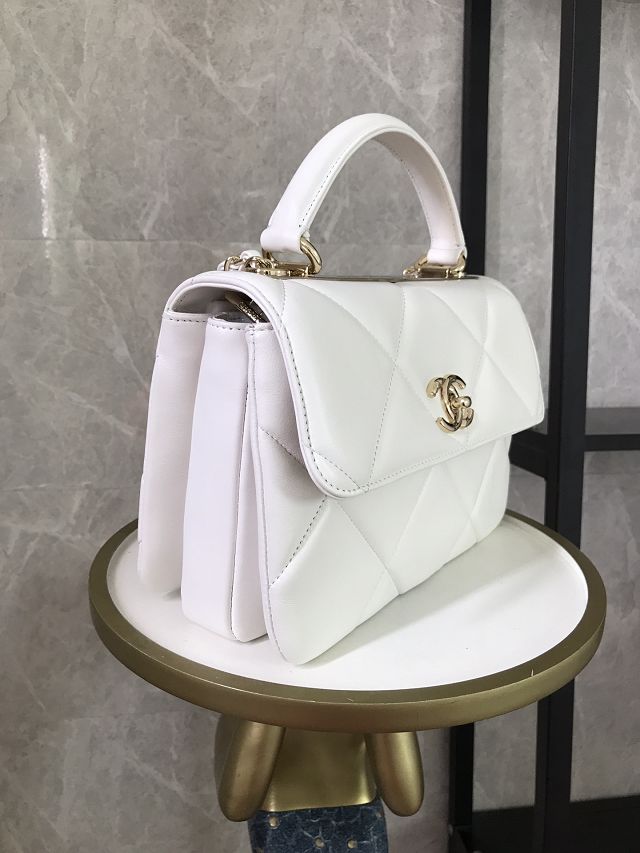 CC original lambskin top handle flap bag A92236 white