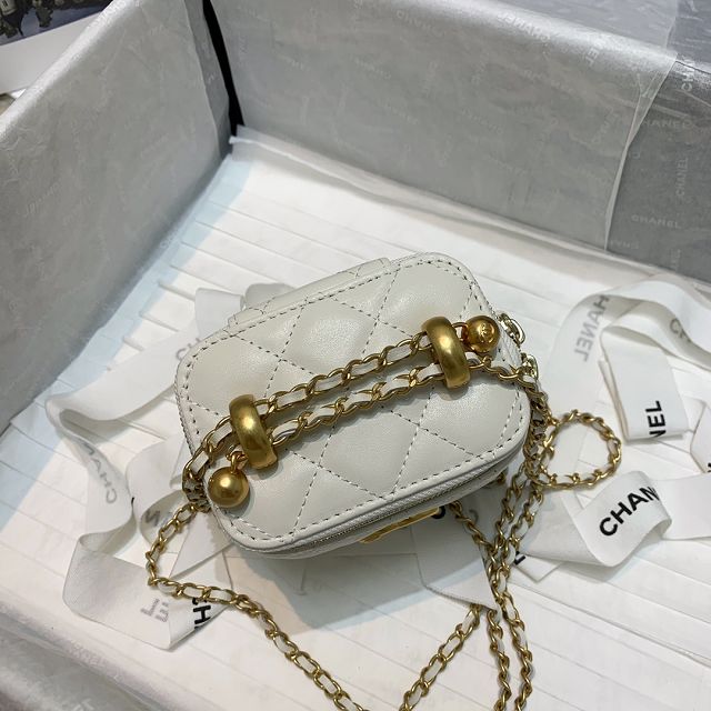 CC original calfskin small vanity with chain AP2292 white