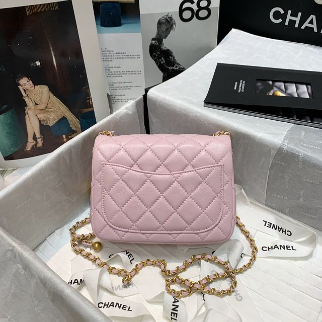 CC original lambskin flap bag AS1786 light pink