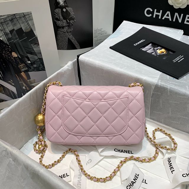 CC original lambskin flap bag AS1787 light pink	