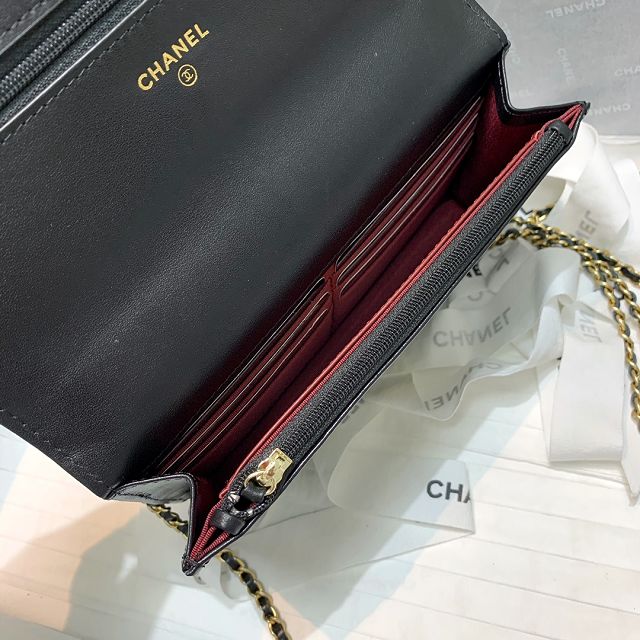 CC original calfskin wallet on chain AP2289 black