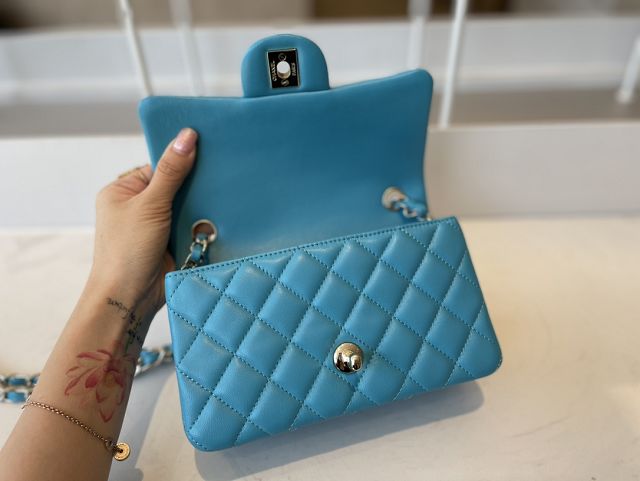 CC original lambskin mini flap bag A69900 blue