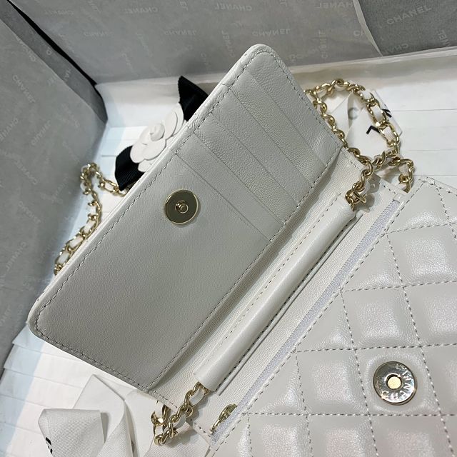 CC original lambskin mini wallet on chain AP2160 white