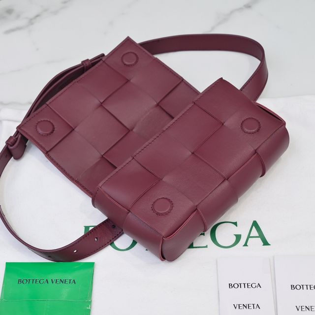 BV original lambskin cassette belt bag 639367 bordeaux