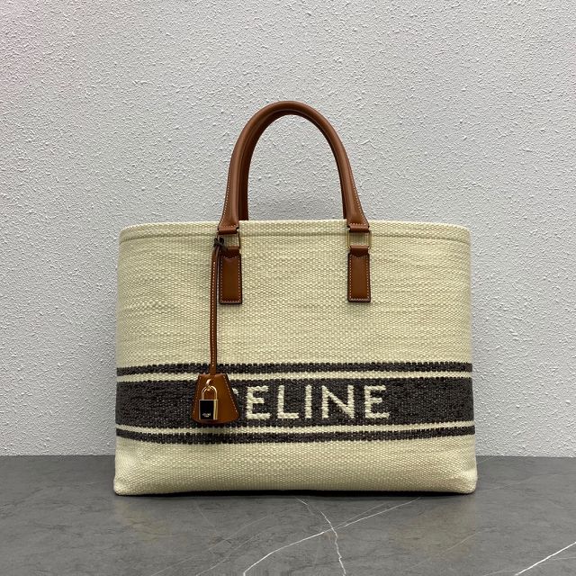 Celine original textile cabas tote 190062 white&black