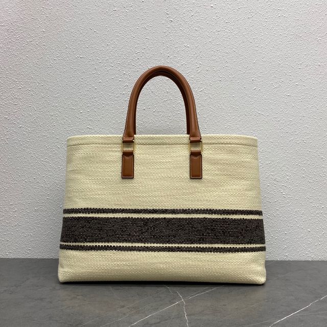 Celine original textile cabas tote 190062 white&black