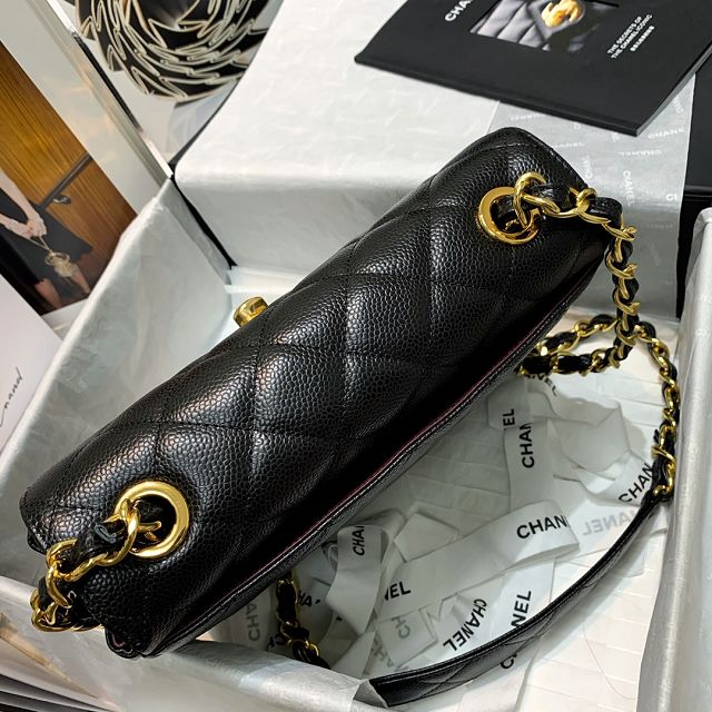 CC original grained calfskin flap bag A01088 black