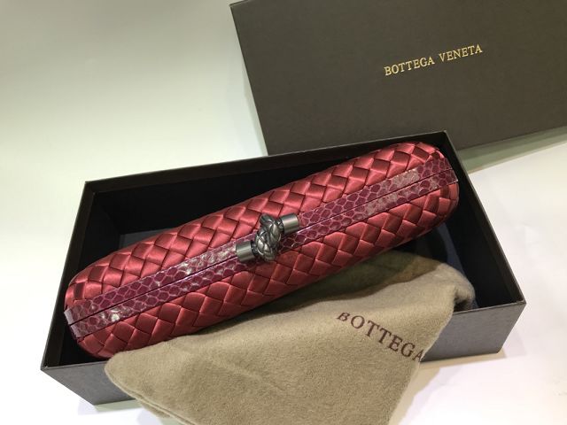 BV original silk&snakeskin knot clutch 202031-2 wine red