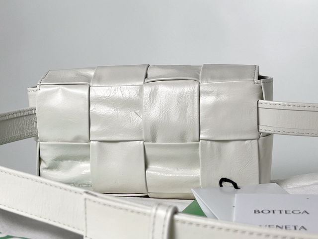 BV original paper calfskin cassette belt bag 651053 white