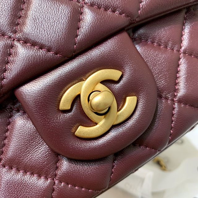 CC original lambskin small flap bag AS1786 bordeaux