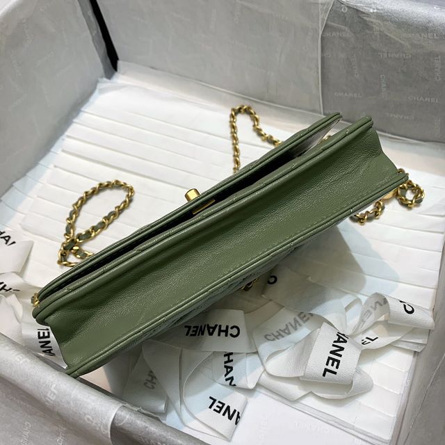 CC original lambskin wallet on chain AP1450 green