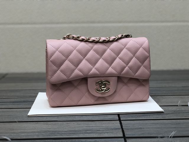 CC original grained calfskin mini flap bag A69900 pink