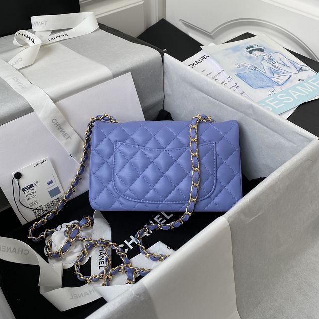 CC original lambskin mini flap bag A69900 blue