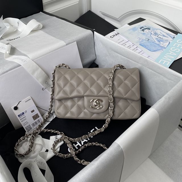 CC original lambskin mini flap bag A69900 grey