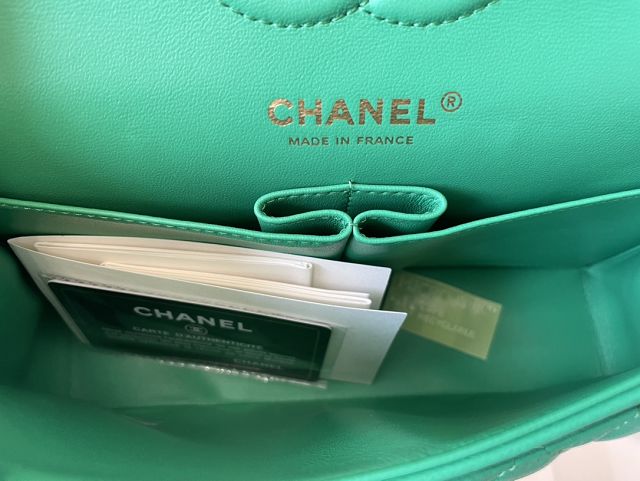 CC original lambskin small flap bag A01113 green