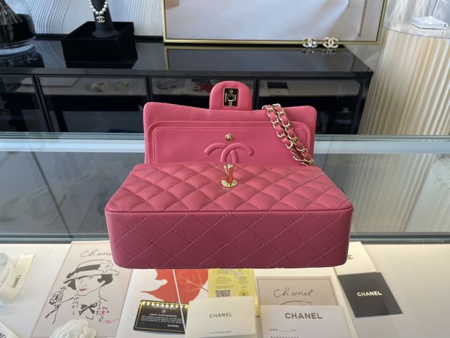 CC original lambskin small flap bag A01113 hot pink