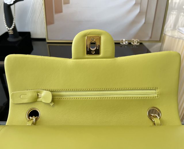 CC original lambskin small flap bag A01113 lemon yellow