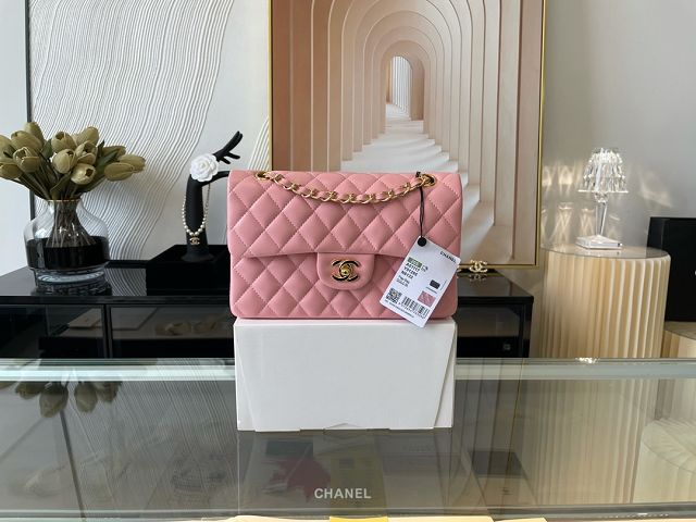 CC original lambskin small flap bag A01113 pink