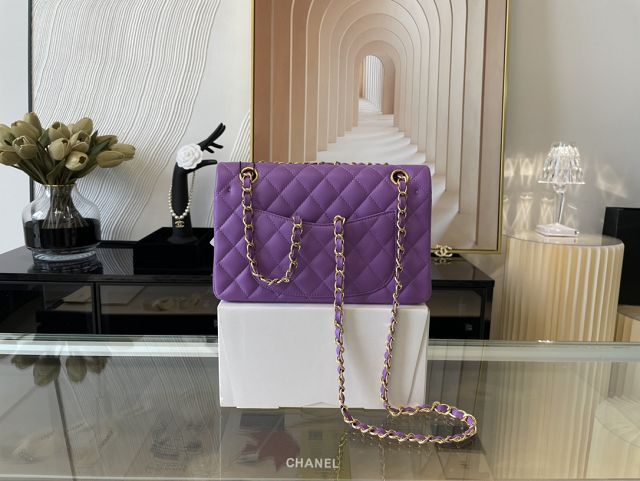 CC original lambskin small flap bag A01113 purple