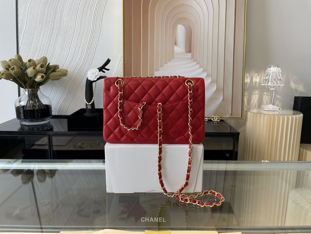 CC original lambskin small flap bag A01113 red