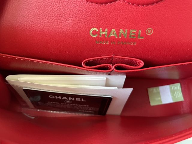 CC original lambskin small flap bag A01113 red