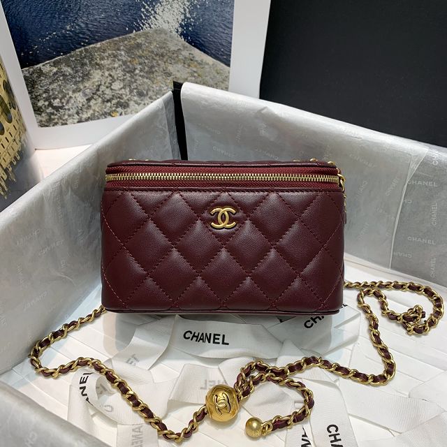 CC original lambskin small vanity with chain AP1341 bordeaux