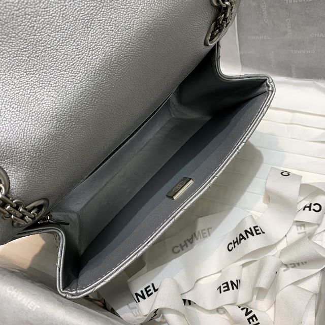 CC original grained calfskin small 2.55 handbag AS0874 silver