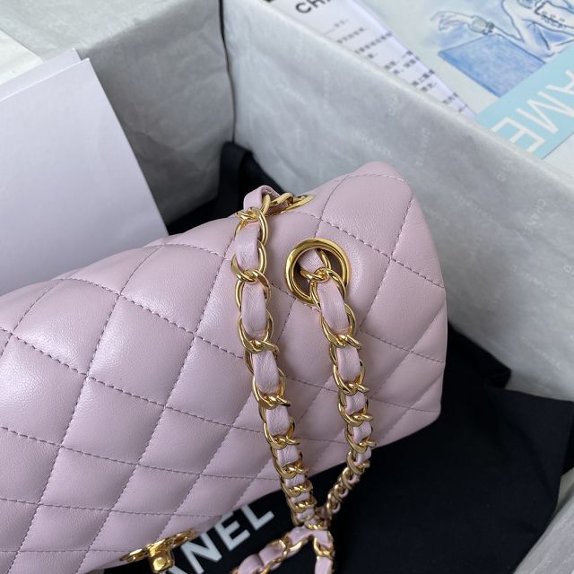 CC original lambskin medium flap bag A01112 light pink