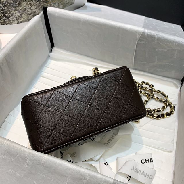 CC original lambskin super mini flap bag A35200 dark coffee